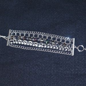 Multi Chain, Gem, Rhinestone Bracelet 7.5-8"